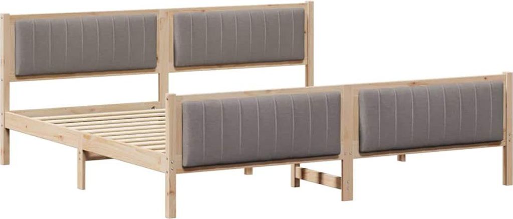 Eleganter Möbel Bettgestell Braun und Taupe 200 x 200cm Massivholz Kiefer - CJG299815 - Klassische BettenJugendbett Tagesbett