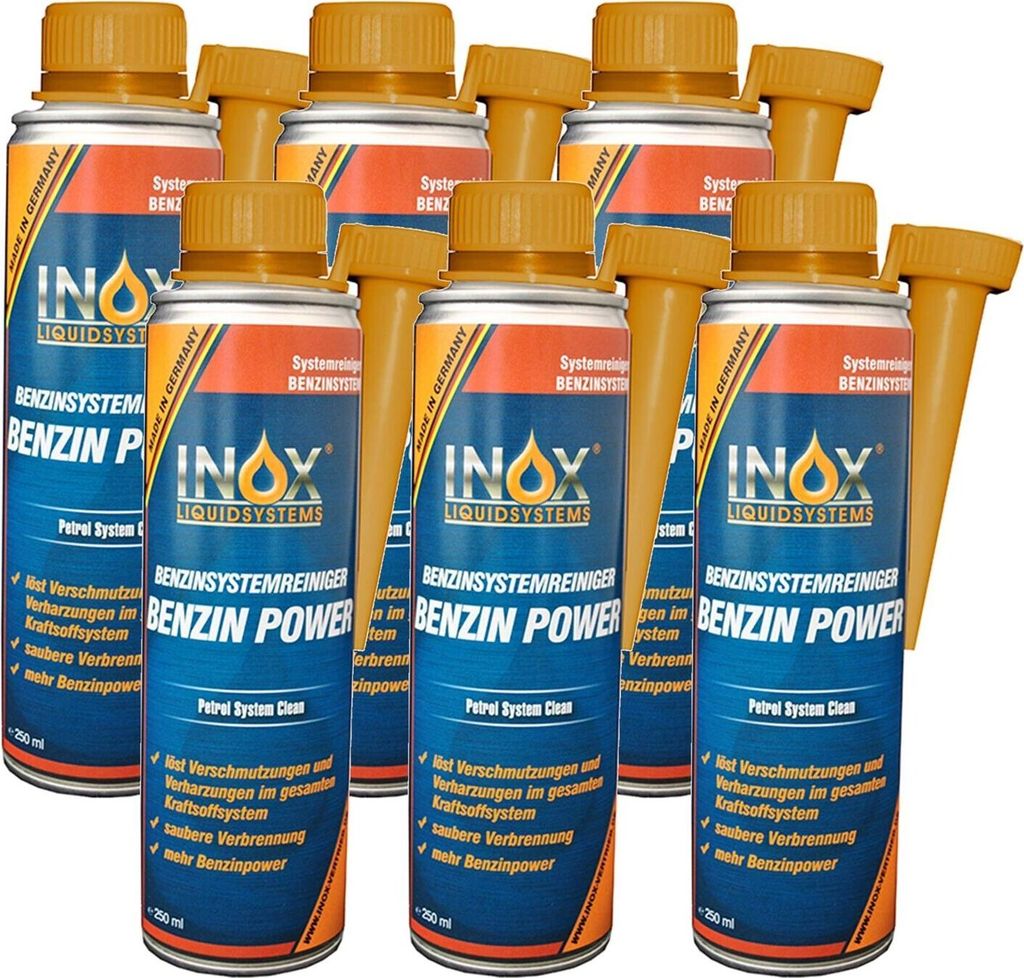 INOX Benzin Power Systemreiniger Additiv, 6x250ml Benzin System Reiniger Zusatz