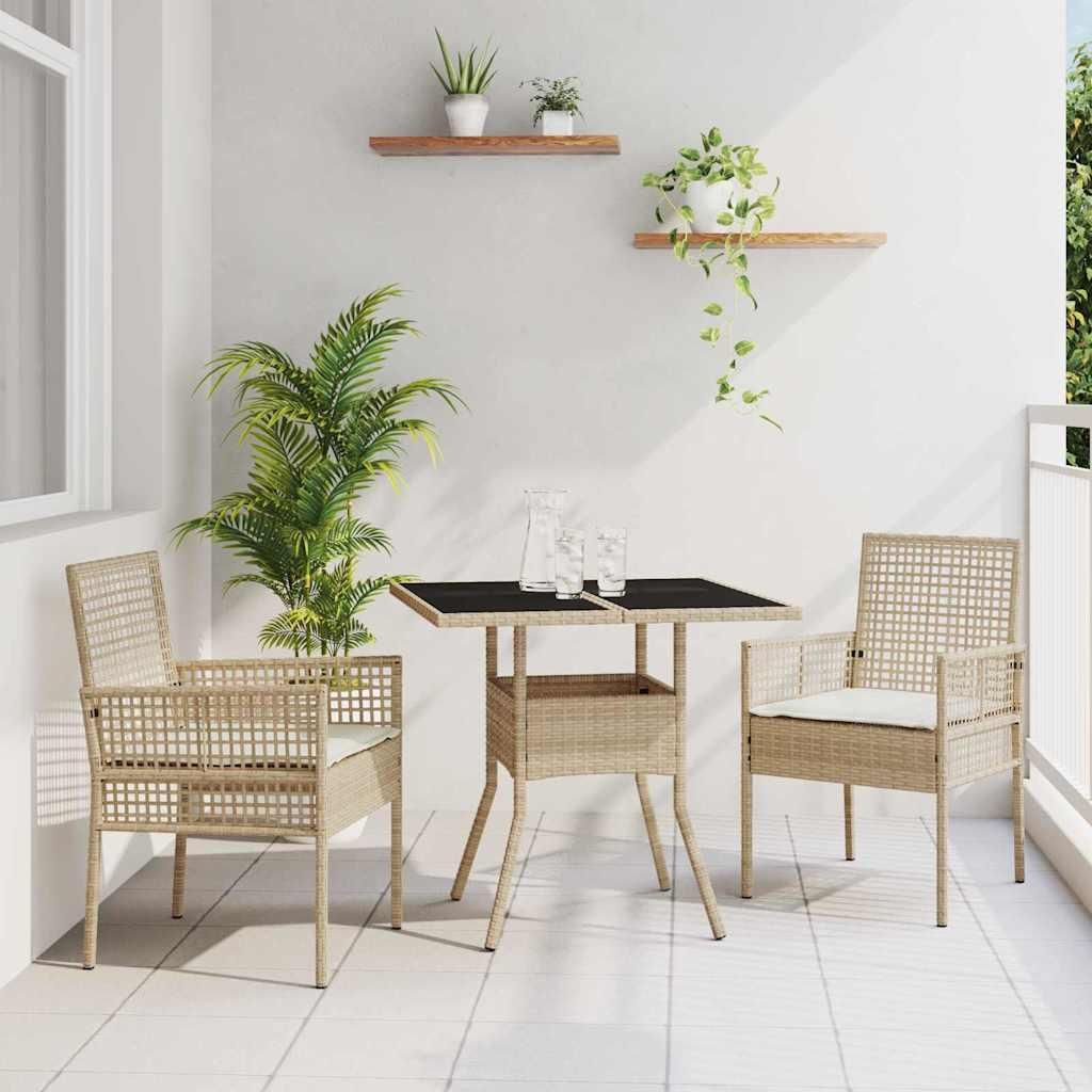 Langlebig Gartenmöbel Set Balkonmöbel-Set Garten Essgruppe 3 pcs Beige Poly Rattan - Gartenmöbelgarnituren Octo1375454 2parcel