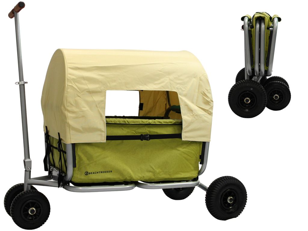 Faltbarer Bollerwagen Beachtrekker „Life“ in Oliv mit Produktbild 