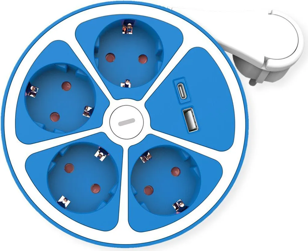 Multipresa ROLINE 19.07.2341 Blu da Tavolo - 4 Prese e USB-C Fast Charge