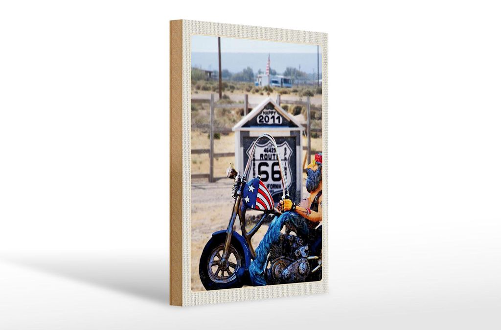 Holzschild Reise 20x30cm Amerika Route 66 Biker California
