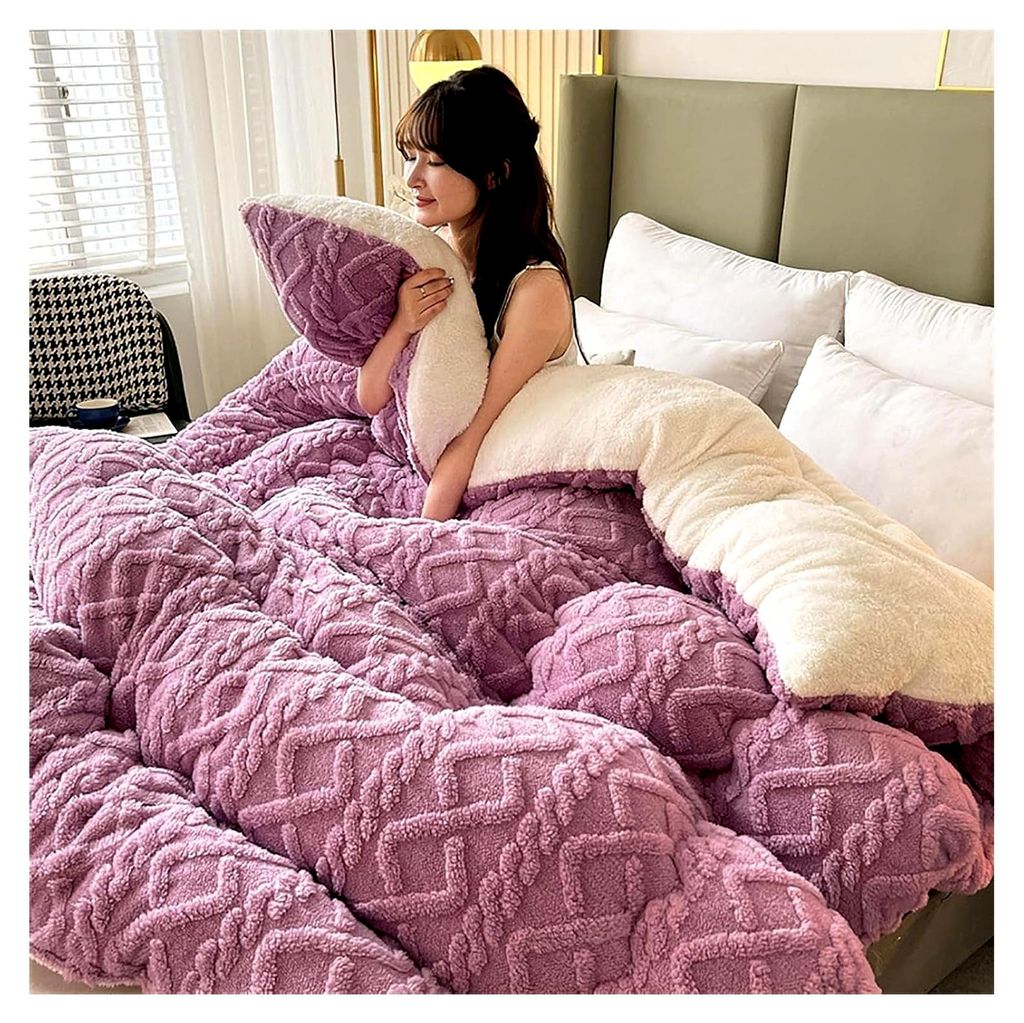 Flauschige und atmungsaktive Bettdecke aus Kaschmir, faltbar, warme Steppdecke für den Winter, weiche und warme Daunendecke, Plüschdecke, 180 x 2...
