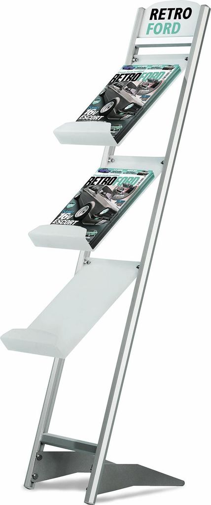 DIN A4 Zeitschriftenständer / Katalogständer (3 Fächer) silber