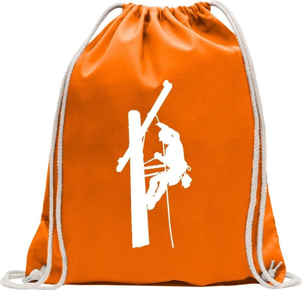 Kiwistar - Turnbeutel - mandarin - Netzmonteure Motiv 2 - Elektriker - Fun Rucksack Sport Beutel Gymsack Baumwolle mit Ziehgurt