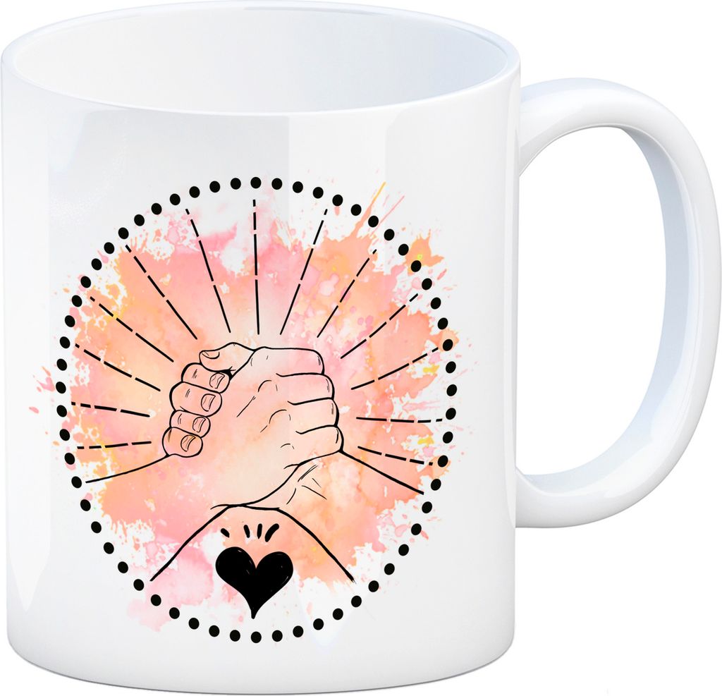 Freundschaft Kaffeebecher in orange mit tollem Spruch