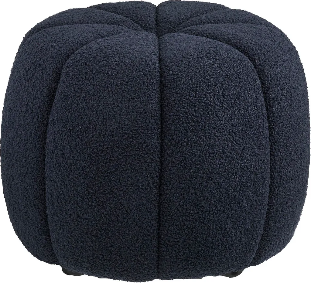 Pouf Fina Ø48 cm bleu foncé en tissu premium pour salon moderne