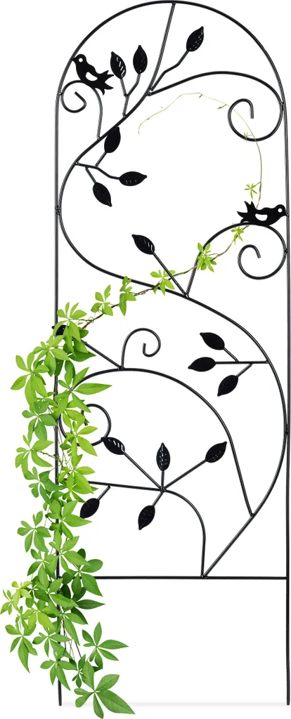 Relaxdays 2x Treillis oiseau noir support plantes grimpantes métal