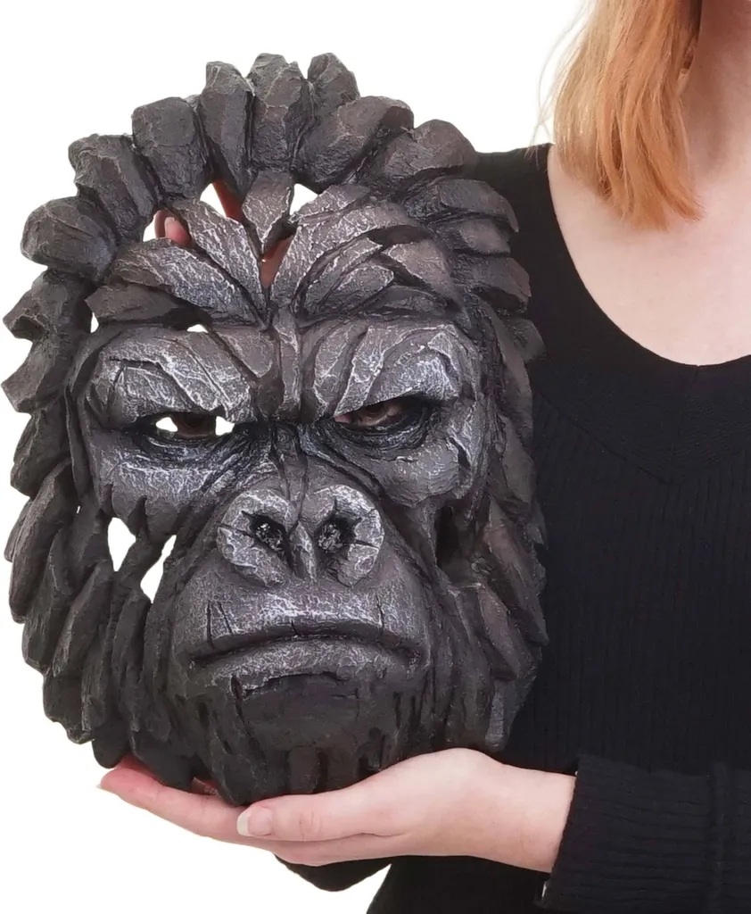 Tête de mort déco HWC-H41 murale tête de gorille en polyrésine 34cm