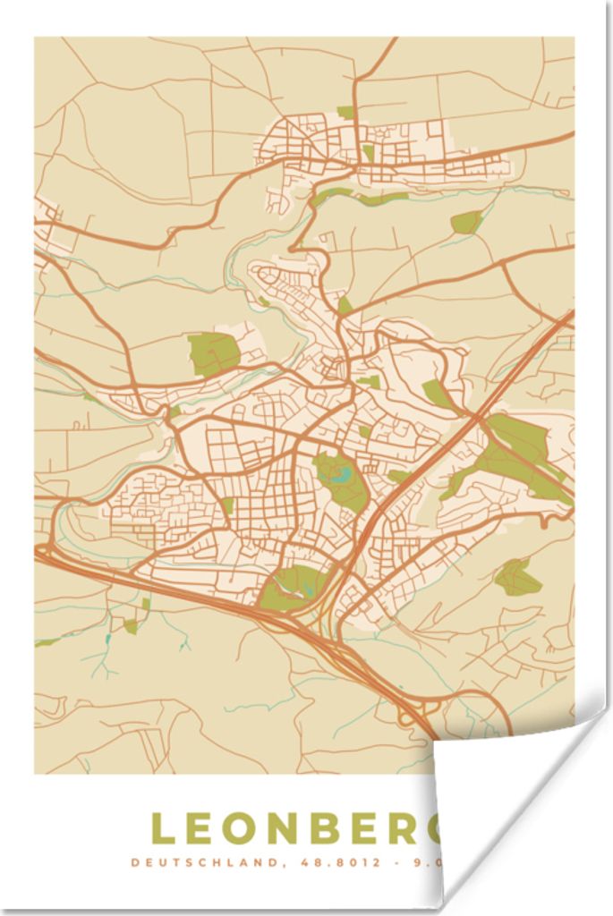 MuchoWow Poster Karte - Jahrgang - Leonberg - Karte 20x30 cm - Papierdruck