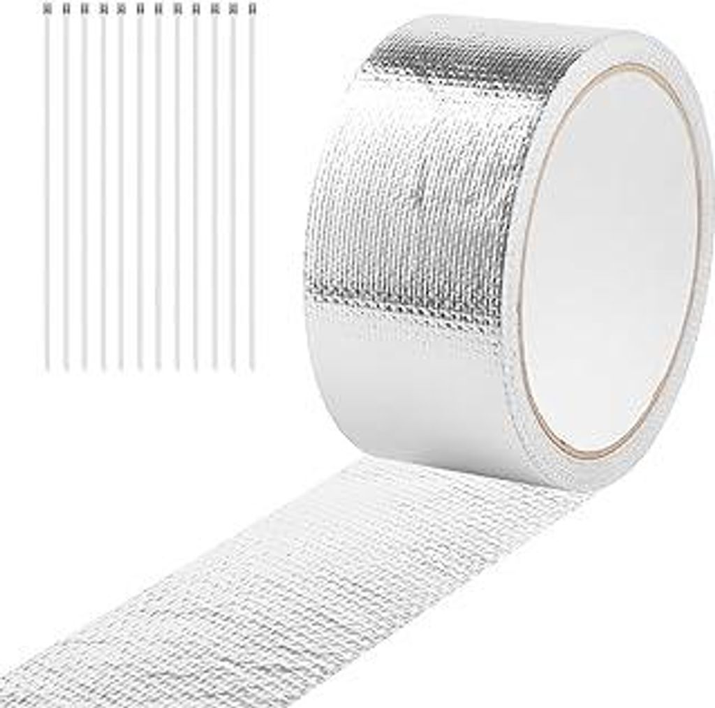 Hitzeschutzband Auspuff, 10M x 5cm Dichtband Hitzeschutz Auspuff Dichtband Auspuffband Selbstklebend mit 12 Stainless Steel Cable Ties für Motorra...