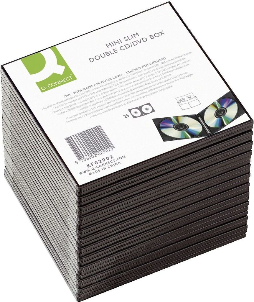 Q-Connect CD Slim Box - mit schwarzem Innenraum - Pack of 25 Stück (KF02210)