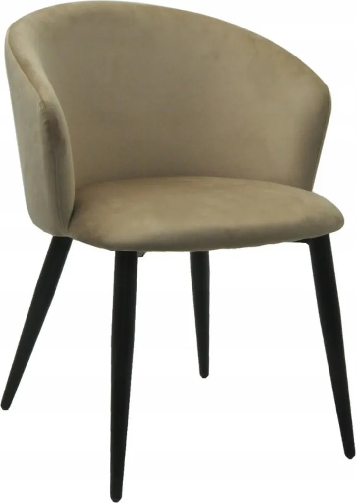 Chaise fauteuil de salon MILAN velours beige et pieds métal noir loft