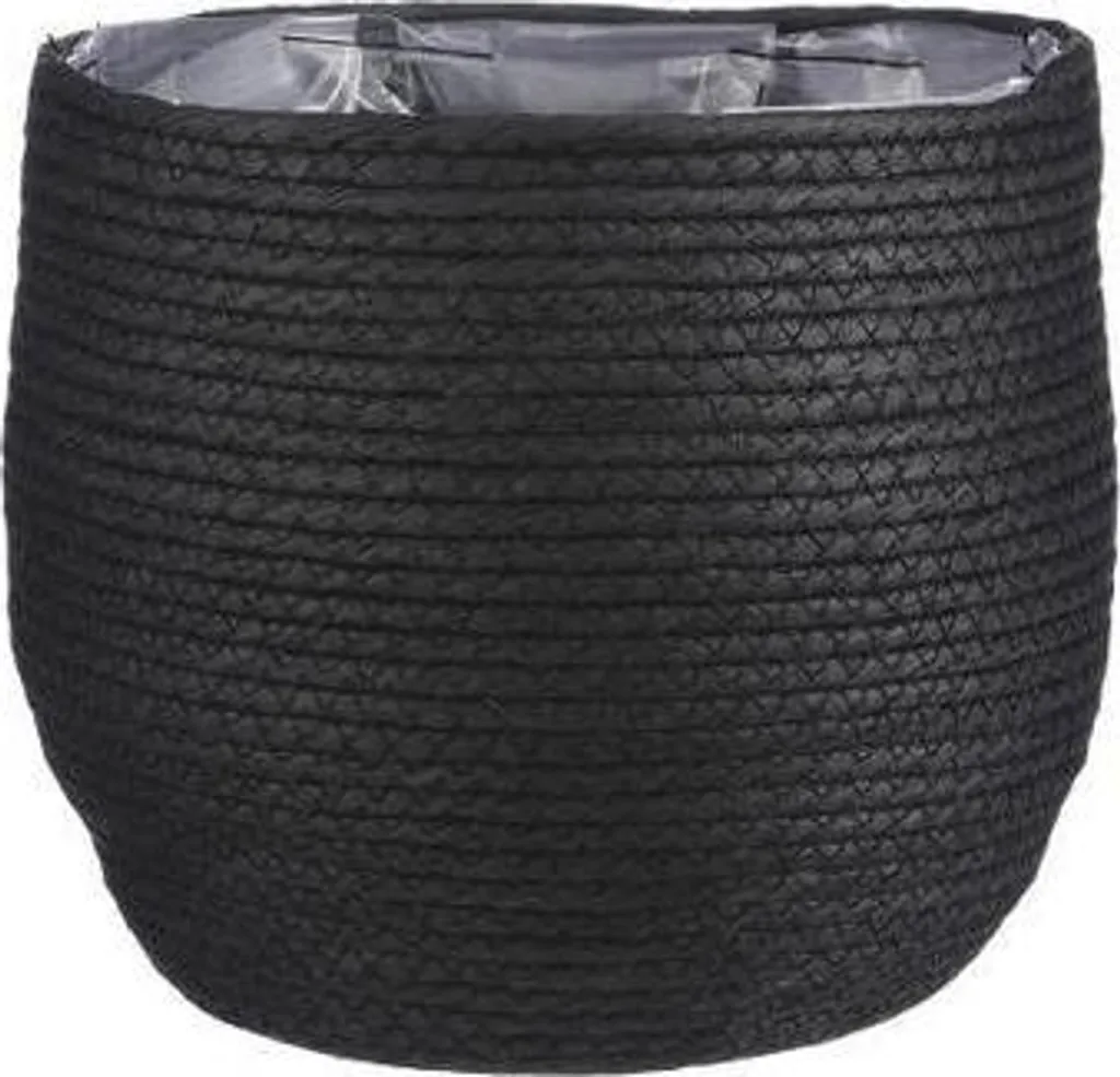 Panier vide-poches noir Jorck Ø26 cm - Organiseur naturel pour salon et entrée