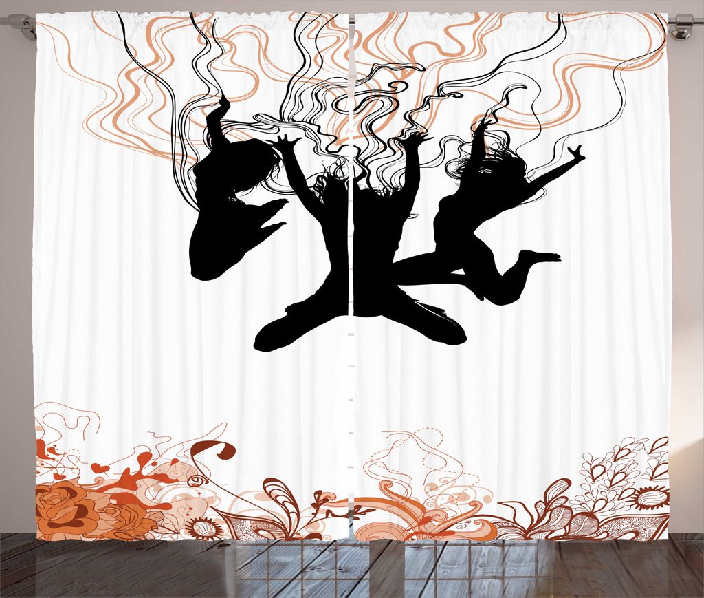 ABAKUHAUS Tanzen Rustikaler Vorhang, Energic Jugend Theme, Wohnzimmer Universalband Gardinen mit Schlaufen und Haken, 280 x 175 cm, Burnt Orange Sc...