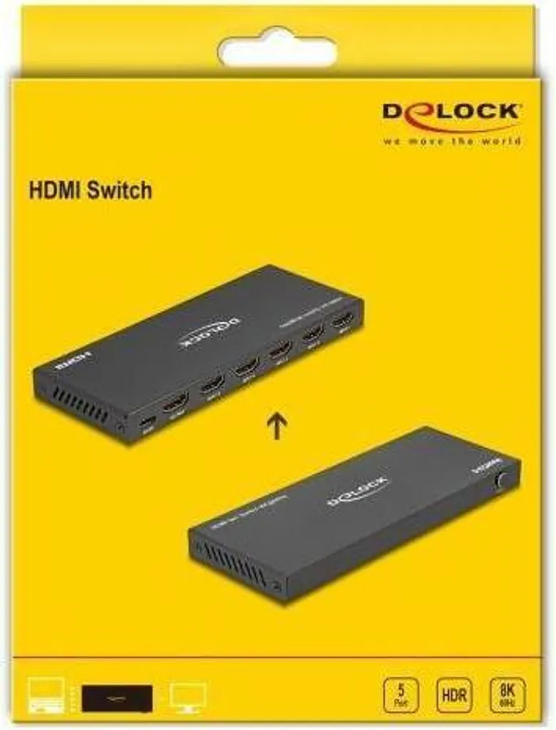Switch HDMI 5 ports Delock avec télécommande boîtier métallique noir