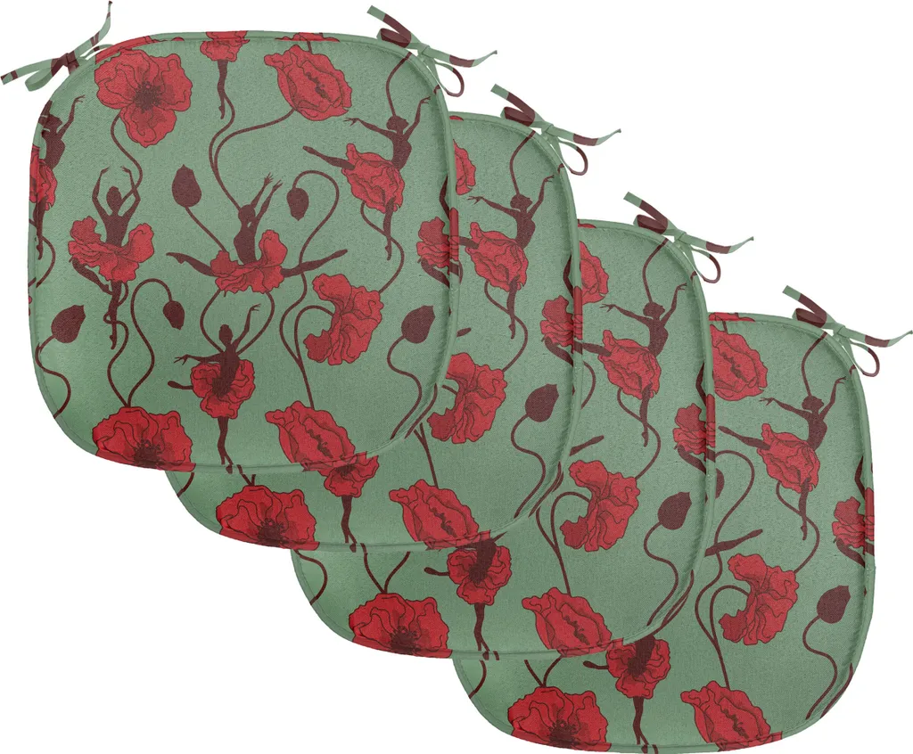 Cuscini Sedie Esterno Impermeabili 40x40 ABAKUHAUS Papavero Set da 4