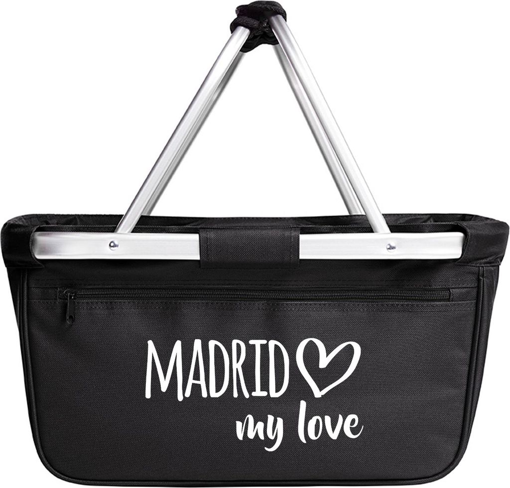 Huuraa Einkaufskorb faltbar Madrid my love Geschenk 20 Liter Tragekorb Black Madrid Geschenkidee