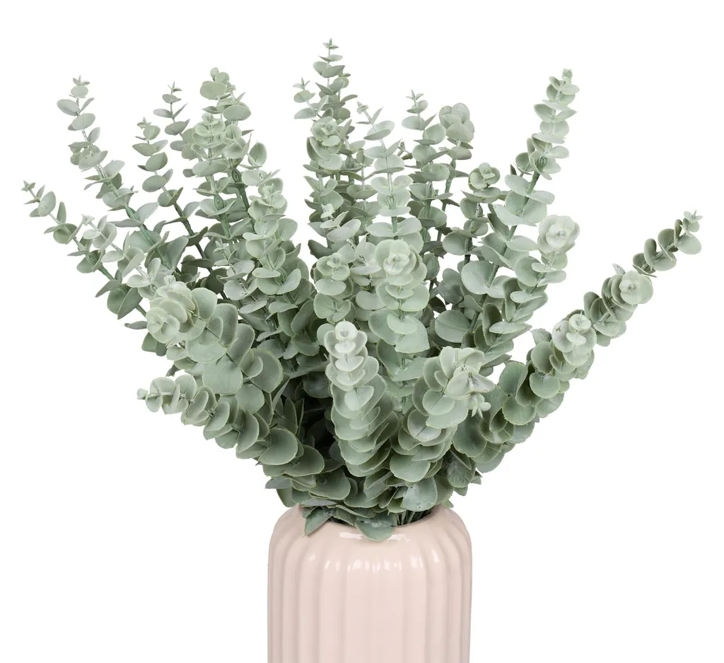 Eucalyptus en Plastique de 42 cm, Feuillage Vert Réaliste en 36 Unités