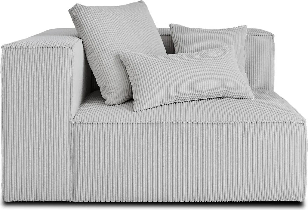 Module d'assise gauche Lisa Design Colombine en velours côtelé gris