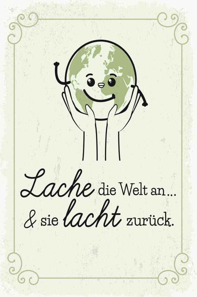 vianmo Holzschild 30x20 cm Lache die Welt an sie lacht zurück