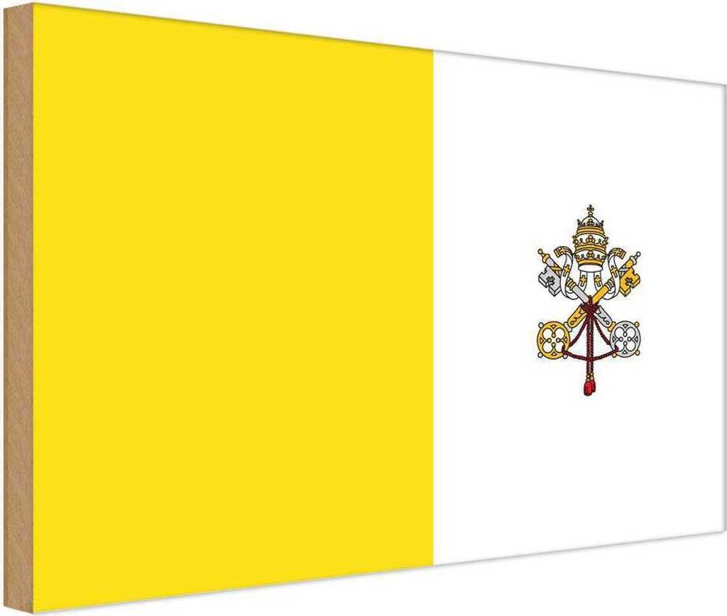 vianmo Holzschild 30x40 cm Vatikanstadt Vatican City Flagge Fahne Wappen