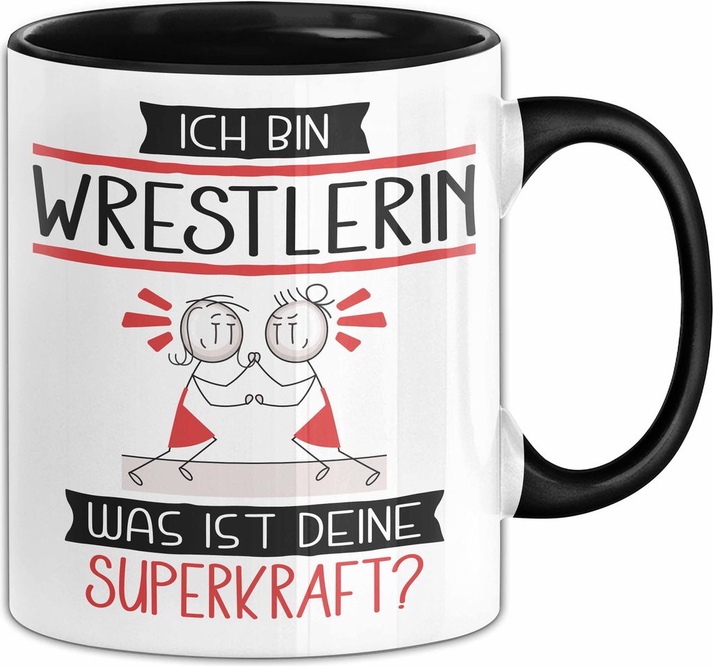 Wrestlerin Geschenk Tasse Ich Bin Wrestlerin Was Ist Deine Superkraft Geschenkidee Lustig Geburtstag Weihnachten (Schwarz)