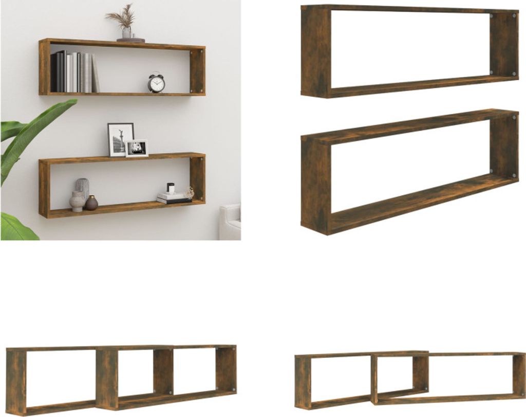 vidaXL Wandregale 2 Stk. Räuchereiche 100x15x30 cm Holzwerkstoff - Wandregal - Wandregale - Würfelaufbewahrung - Würfelregal