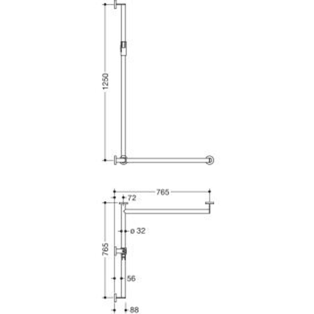 HEWI 900.35M30040 DUHA, d:32,re, A1:1250, W1/W2:765,