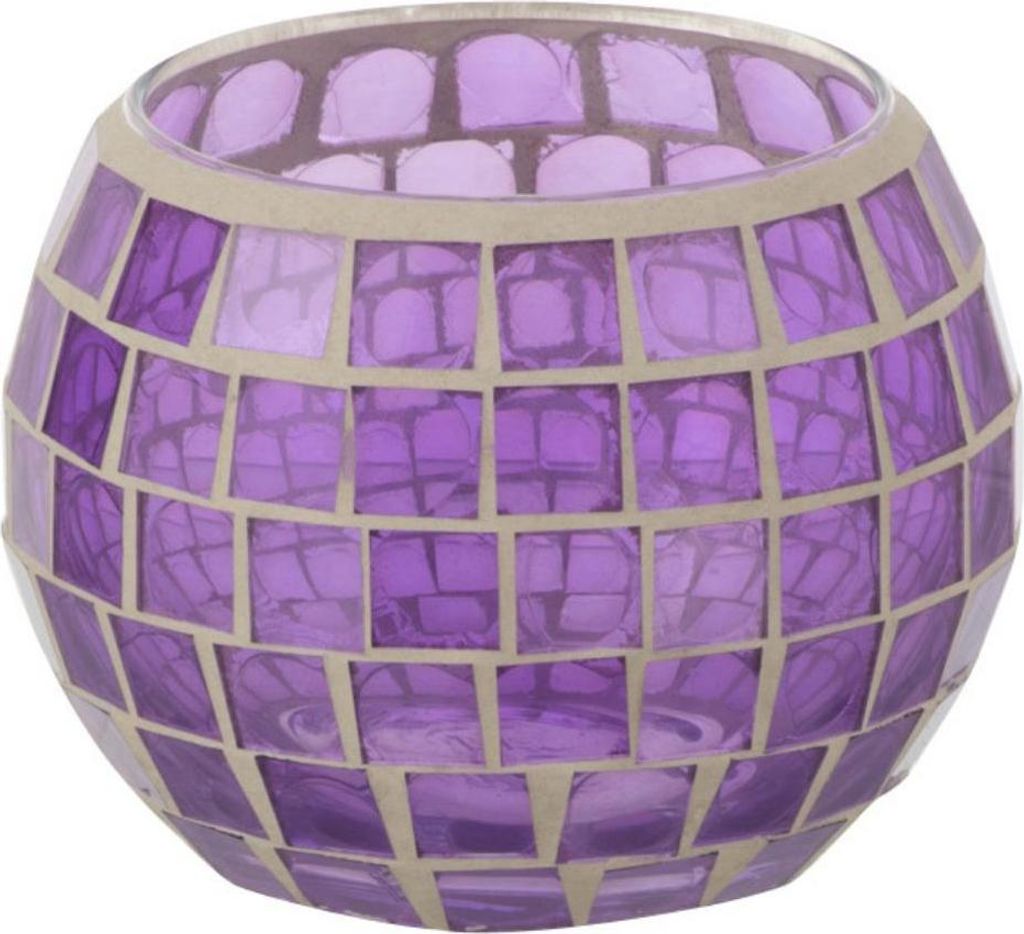 J-Line J-Line Teelichthalter Mosaik Rund - Glas - Lila - Small