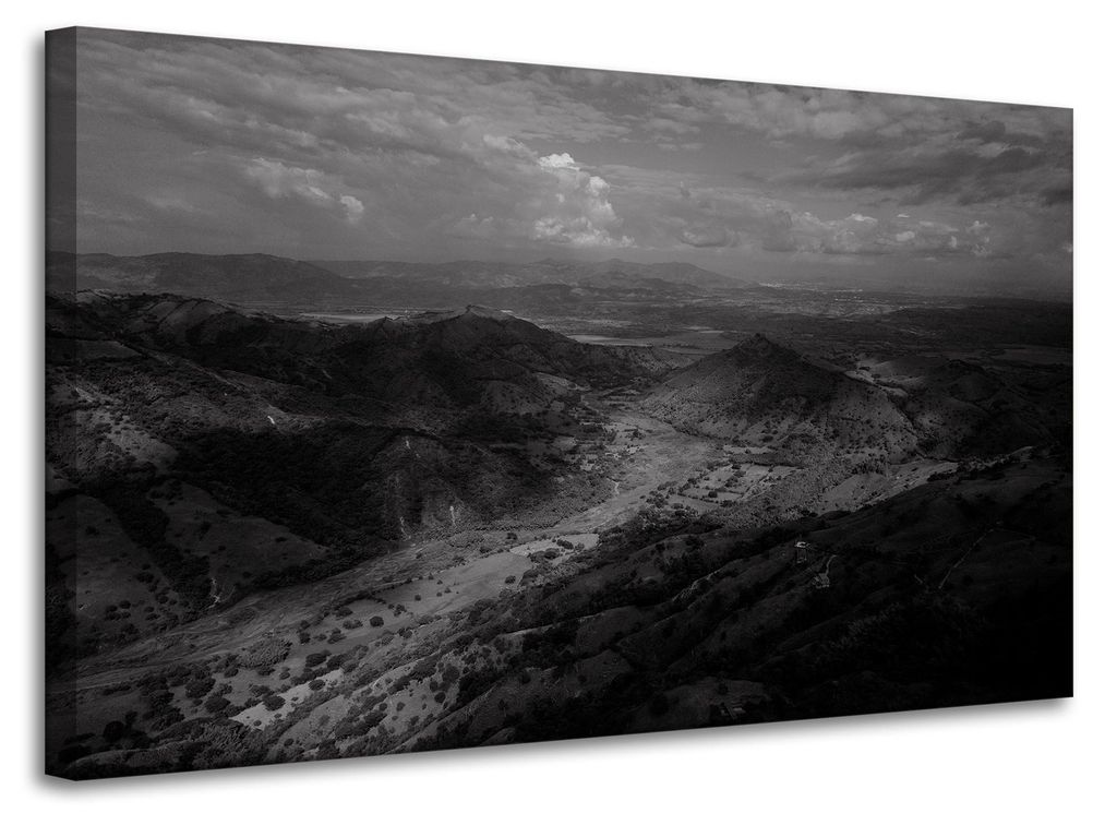 Leinwanddruck Schwarz-Weiß-Berge aus der Luft 100x60
