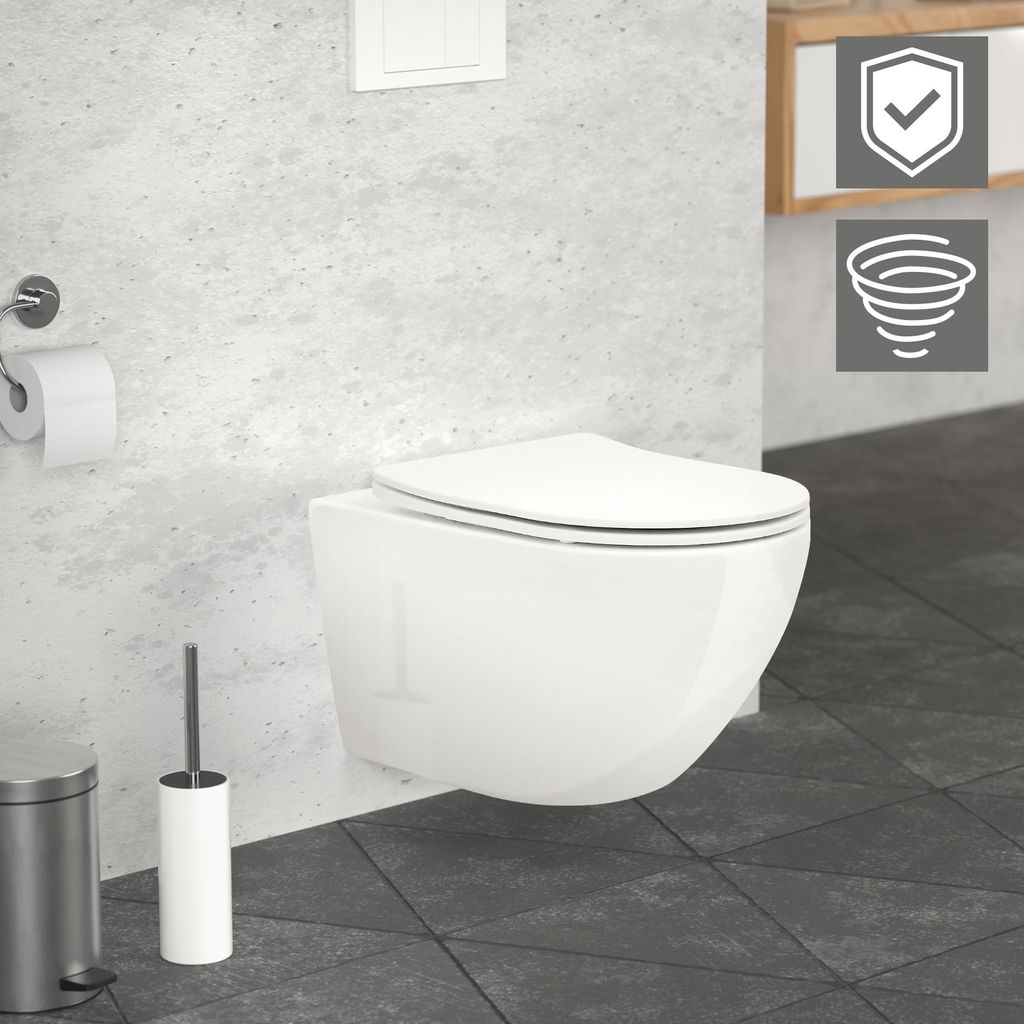 LuxeBath Spülrandloses Wand Hänge-WC, Weiß, lang, Produktbild 