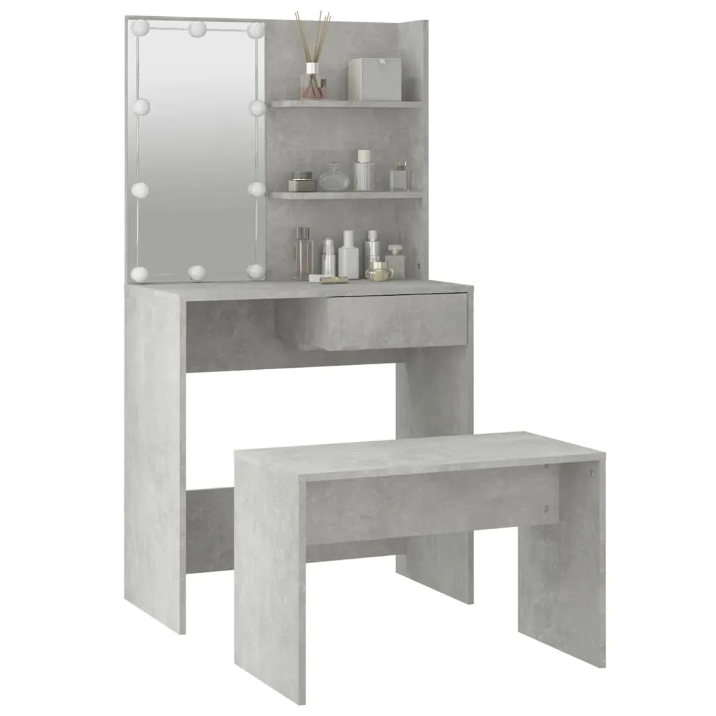 Postazione Trucco LED Grigio Cemento | Specchiera Professionale Design
