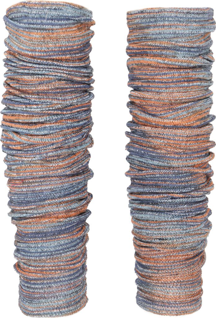 Lange Beinstulpen aus Baumwolle, Baumwollstrick Ethnostulpen - Blau/orange, Uni, Baumwolle,Elasthan, Socken & Beinstulpen