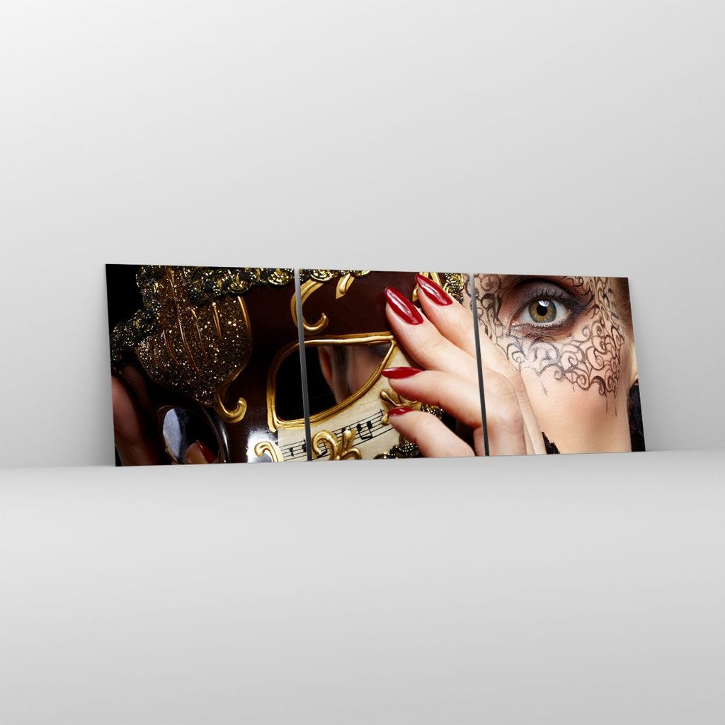 Bilder auf glas - Frau Mode Venedig Maske - 150x50cm - Glasbilder - Wandbilder - Kunstdruck - zum Aufhängen bereit - Wanddekoration aus Glas - Gla...