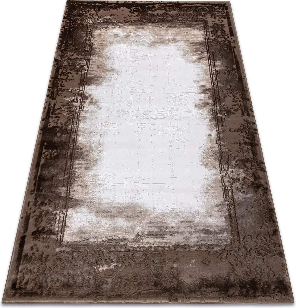 Petit tapis déco 80x150 cm Valencia 036 vintage ivoire marron acrylique