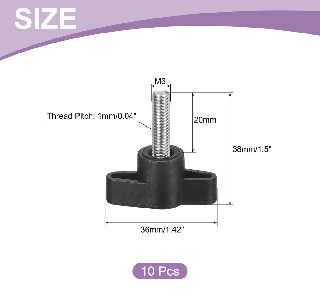 10 Stš¹ck R?ndelschraube, M6 x 20mm Metrisch 304 Edelstahl T-f?rmige Klemmschraubenknopf Daumenschrauben Griff Flš¹gelschraube fš¹r Schnellen...