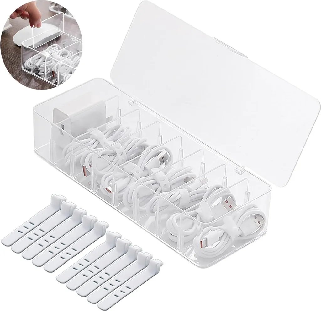 Fini les fils emmêlés : Boîte de rangement câbles plastique 1pc