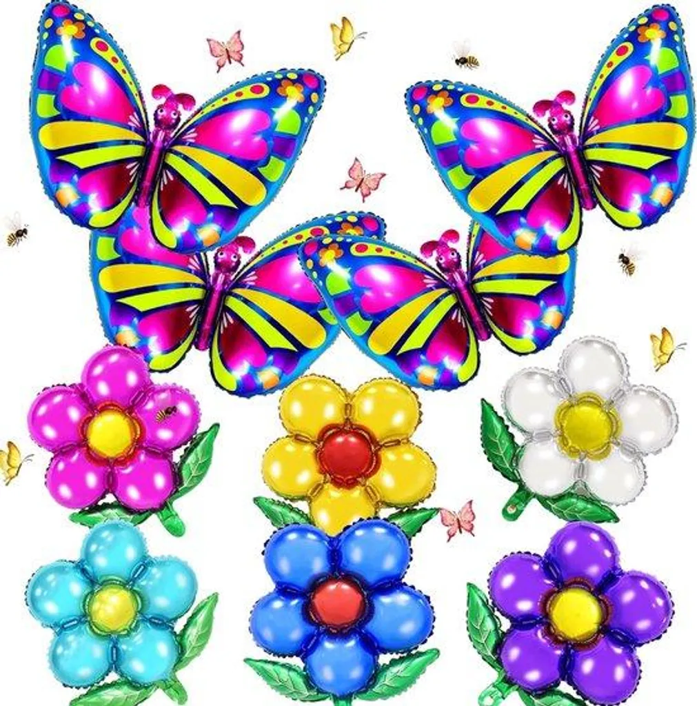 Ballons papillons multicolores en papier 3D, lot de 10 accessoires