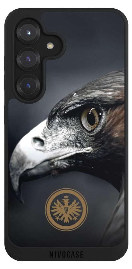 NIVOCASE Handyhülle für Samsung Galaxy S25 Hülle NIVOpure Case Schwarz Adler Eintracht Frankfurt Offizielles Lizenzprodukt