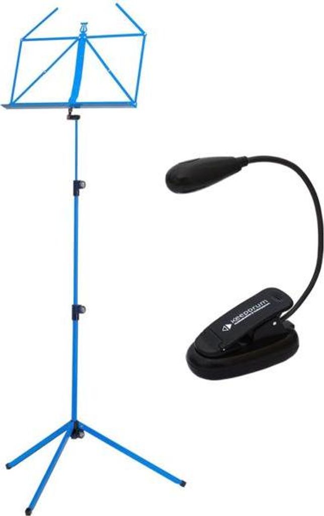 K&M 100-1 Notenständer Blau mit Notenpult-Leuchte