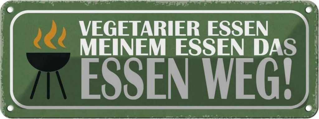vianmo Blechschild 10x27 cm Vegetarier essen das weg Trinken