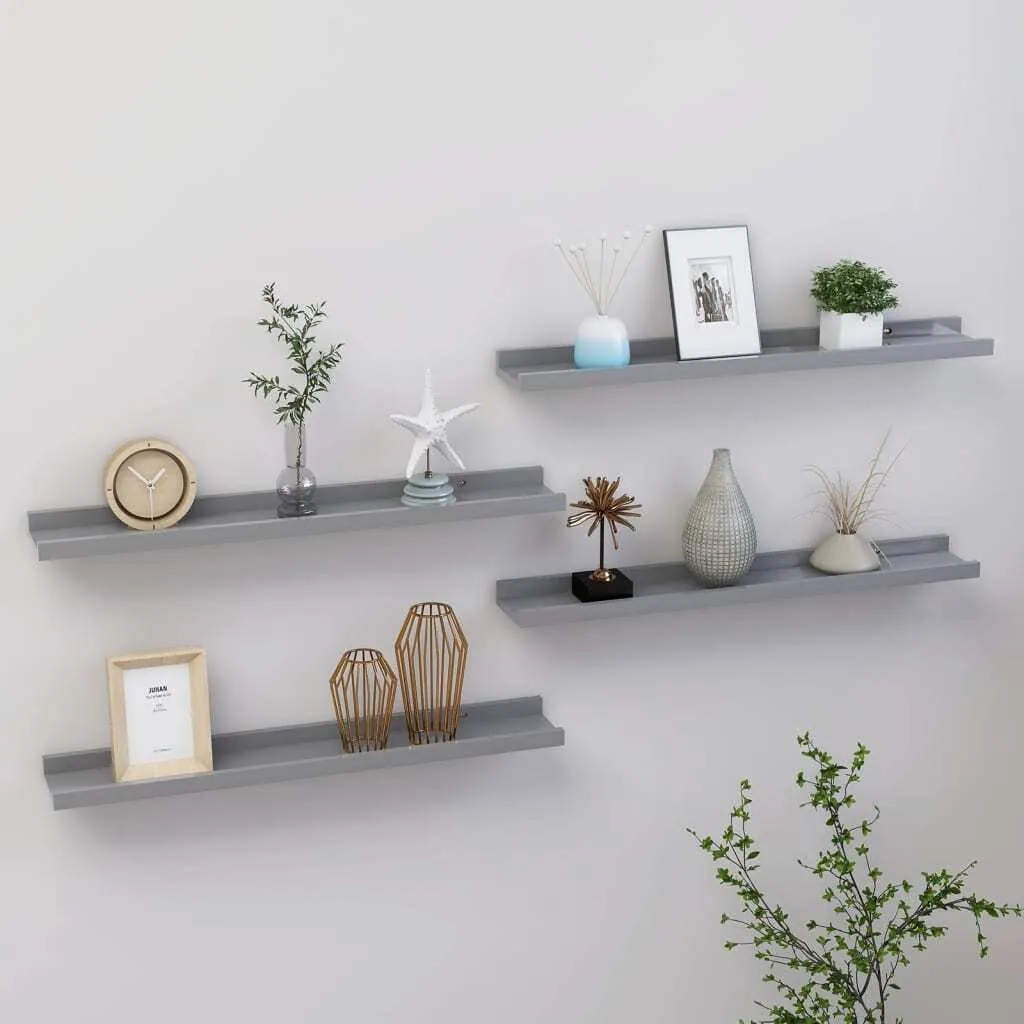 Set 4 Mensole da Parete Grigie 60x9x3 cm The Living Store | Offerta
