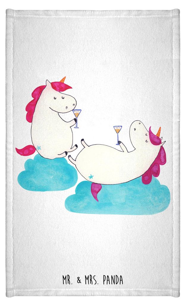 Mr. & Mrs. Panda Handtuch Einhorn Sekt - Weiß - Geschenk, BFF, Unicorn, gäste wc, Korken, Einhörner, Klein, Gästehandtuch Bunt, Spaß, 30x50, B...