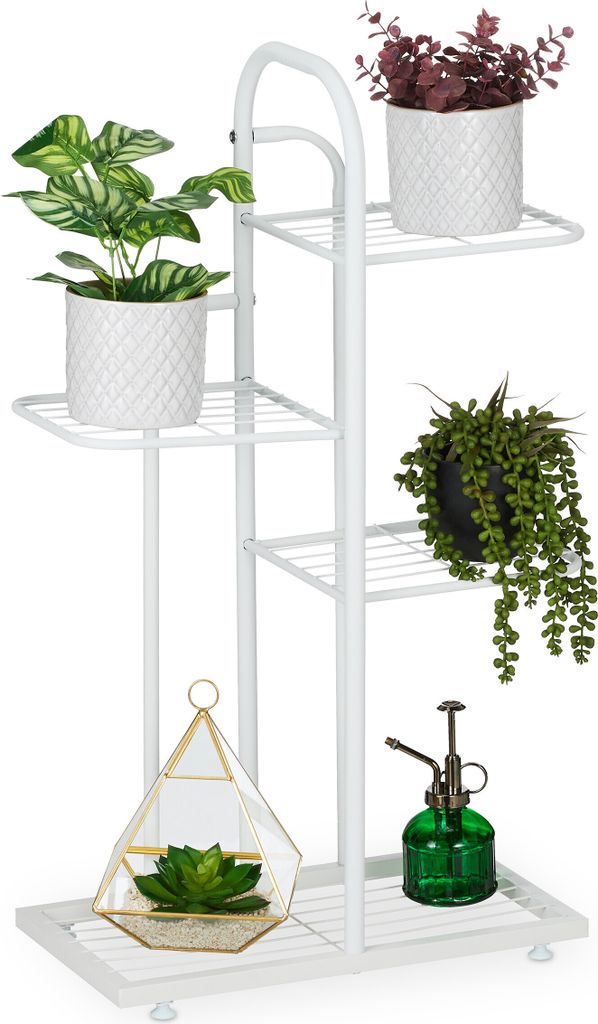 Relaxdays Pflanzenständer, 4 Ablagen, Pflanzentreppe Blumen Produktbild 