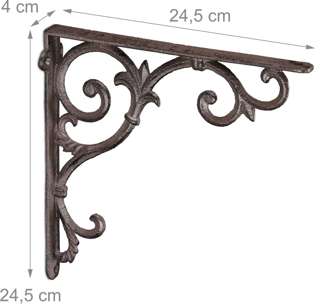 Équerre murale décorative en fonte rétro, set de 4 fixations solides - 4