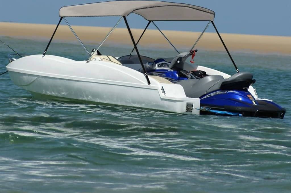 "WINTER SALE"2-Bow Bimini Top Grau 150x120x110cm DE449330 - Planen & Abdeckfolien