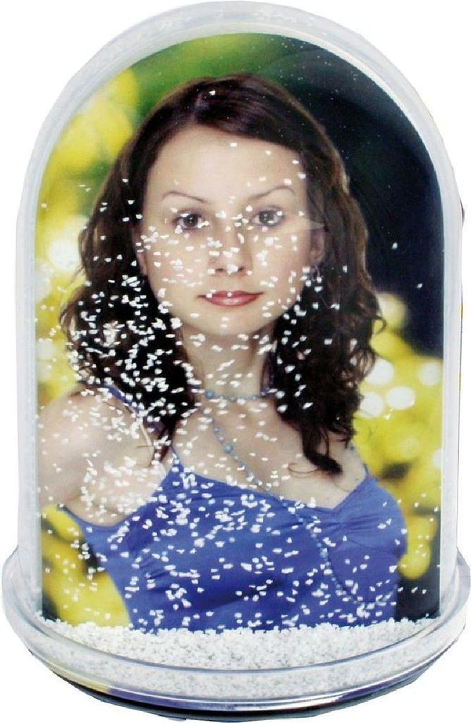ZEP XXL-Glitzerkugel SNOW 12,5 cm Fotokugel Acryl für Fotos 12,5x7,5 cm