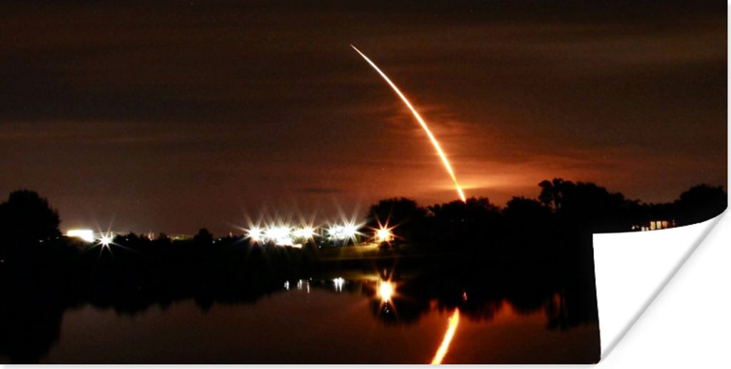 MuchoWow Poster Langzeitbelichtung des Space-Shuttle-Starts 80x40 cm - Wanddeko