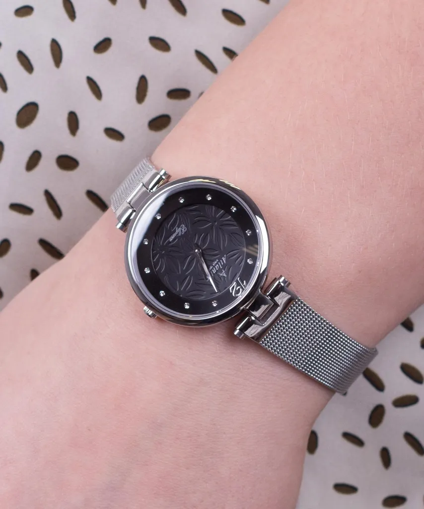 Montre Analogique Atlantic Femme avec Bracelet en Maille d'Acier Argenté